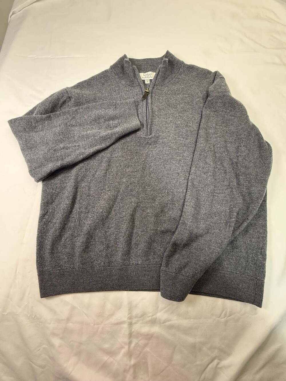 Turnbury Extra Fine Merino Wool 1/4 Zip Pullover Sweater Charcoal Gray XL